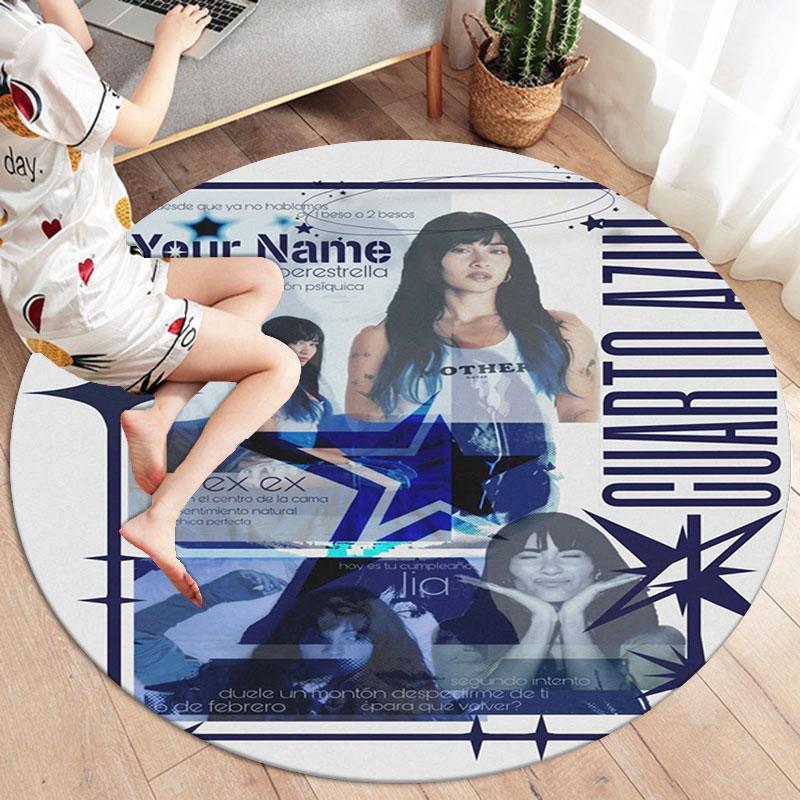 Aitana Custom Name Round Area Rug,Carpet Rug for Living Room Bedroom Sofa Playroom Decor,Non-slip Floor Mat