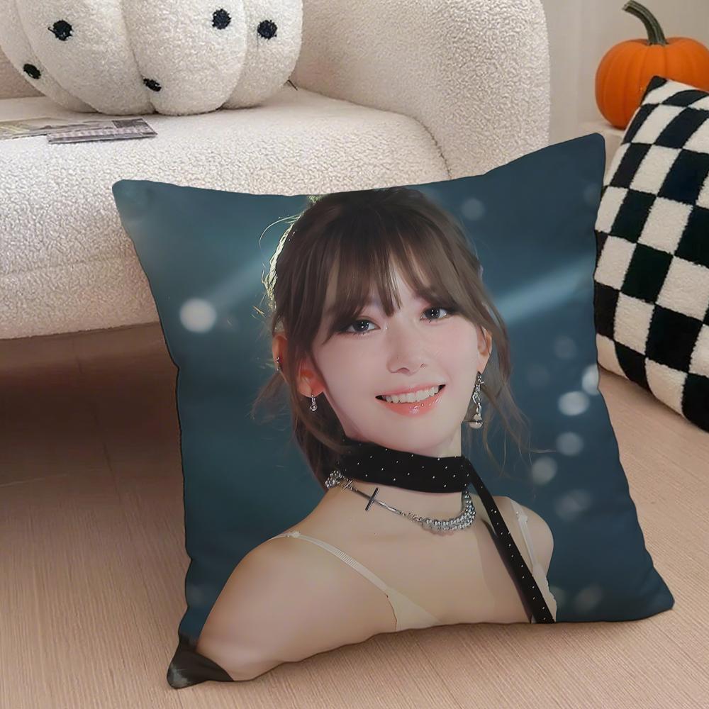 singer cute SSakura Miyawaki Cushion Cover Throw Pillow Cover Hidden Button Durable Polyester Chair Cushion