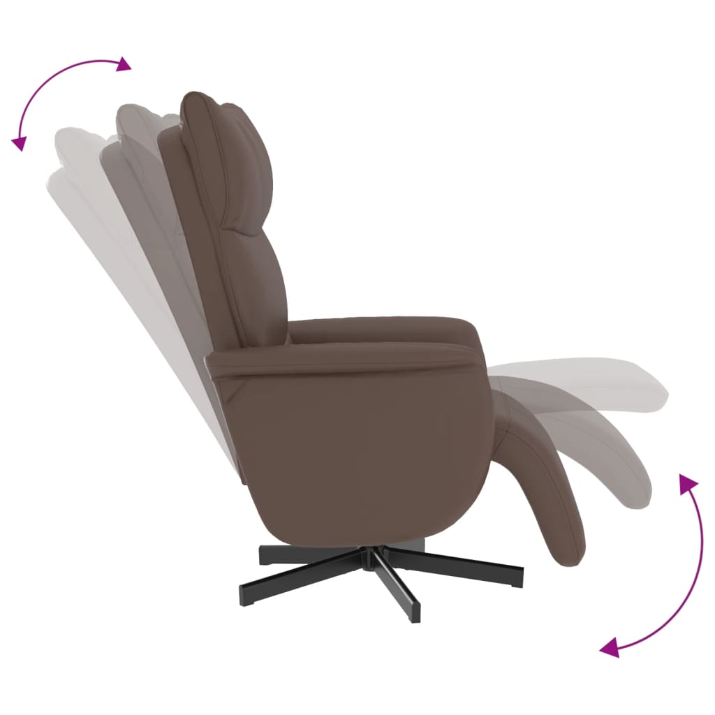 Recliner Chair with Footrest Brown Artificial Leather