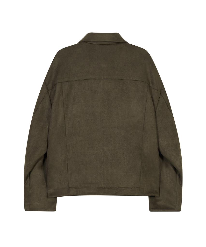 Ironyporno Whiteline 86-Iro161 Hidden Pocket Collar Suede Jacket Khaki