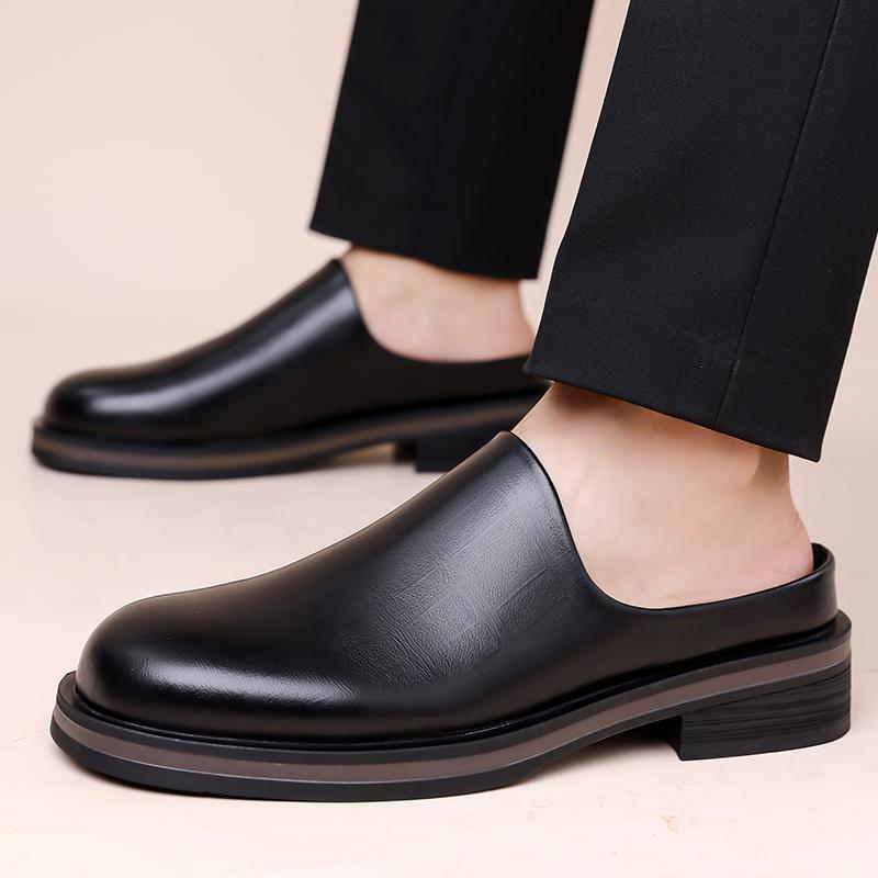 Business-Mules für Herren, elegante Halbschuhe, Leder-Slip-Ons, Sneaker mit offenem Rücken, Freizeitschuhe, Loafer, Hausschuhe, Slides, Sandalen, Sommer