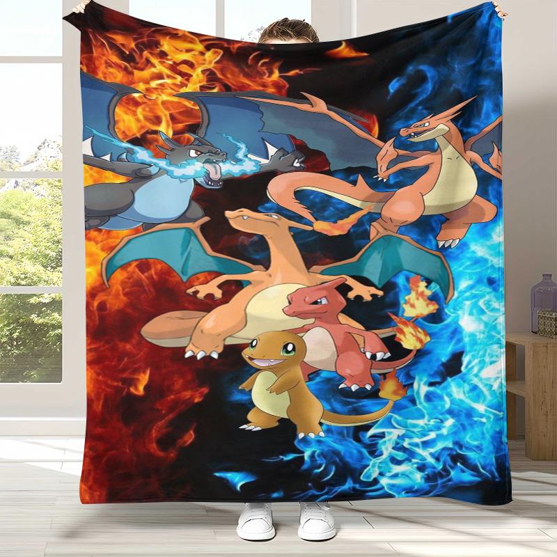 

Charizard Charmander Pokemon Flannel Blanket,Ultra Soft Warm Plush Throw for Home Bedroom Bed Sofa Cover Office Camping Picnic 75x90cm
