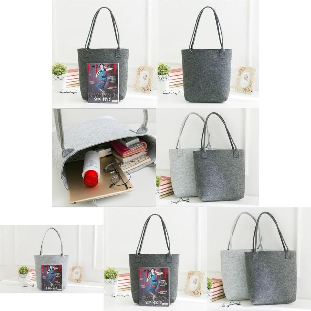Fashionable Gray Felt Shopping Bag With Sturdy Construction And Chic Look