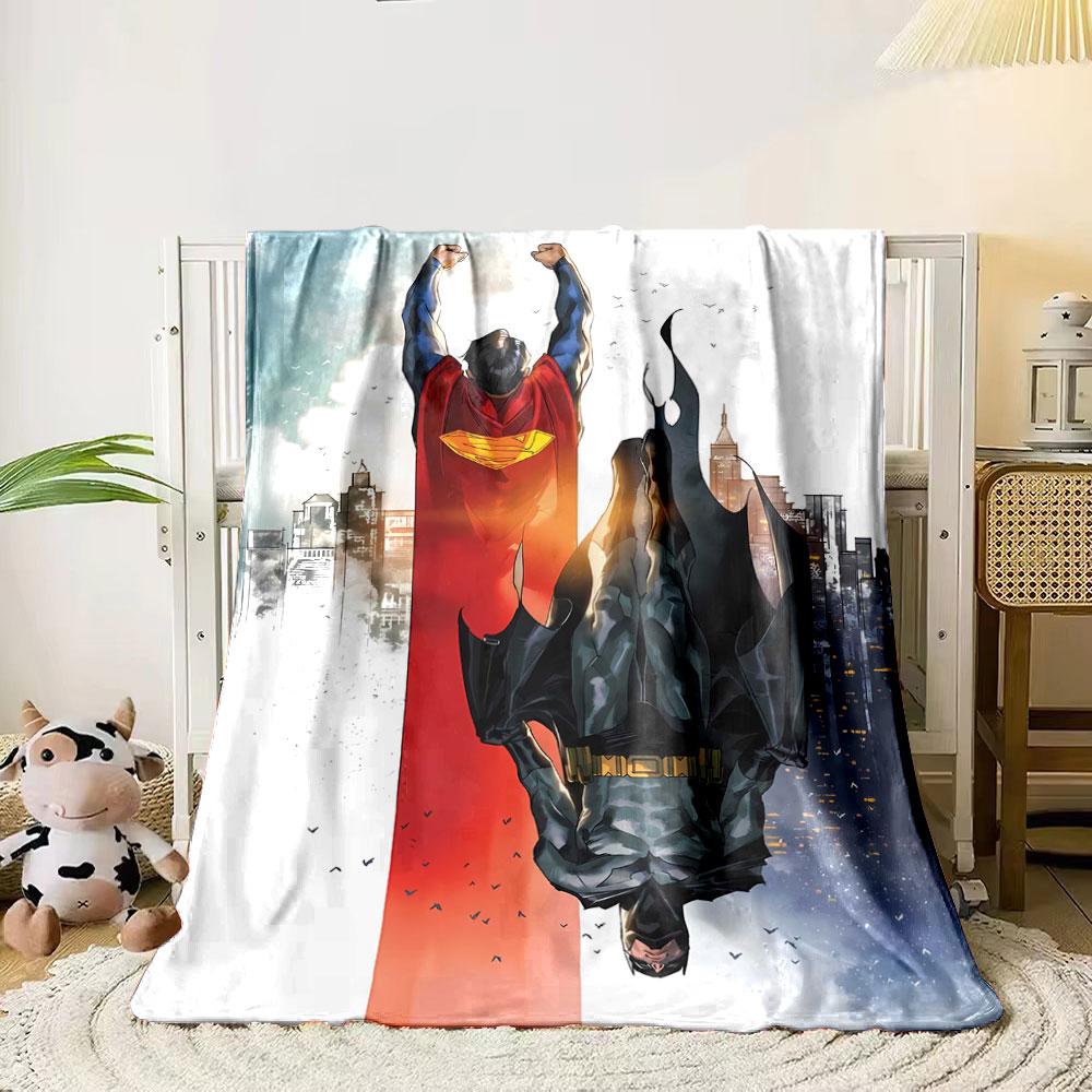 

Two contrasting heroes, Superman upright and Batman inverted, in symmetry. for all seasons blanket lunch break throw gift 80cm x 120cm