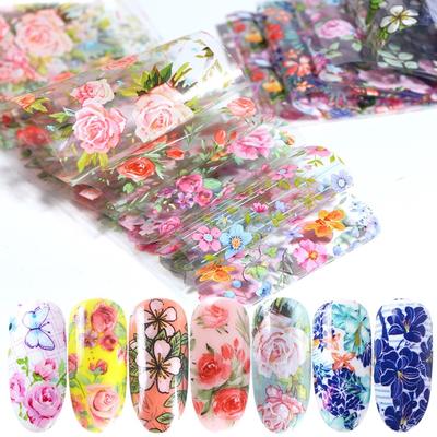 10 ks DIY nálepky na lak na nechty Mix Rose Flower Transfer Fólia Nails Decal Sliders Nail Art Tool