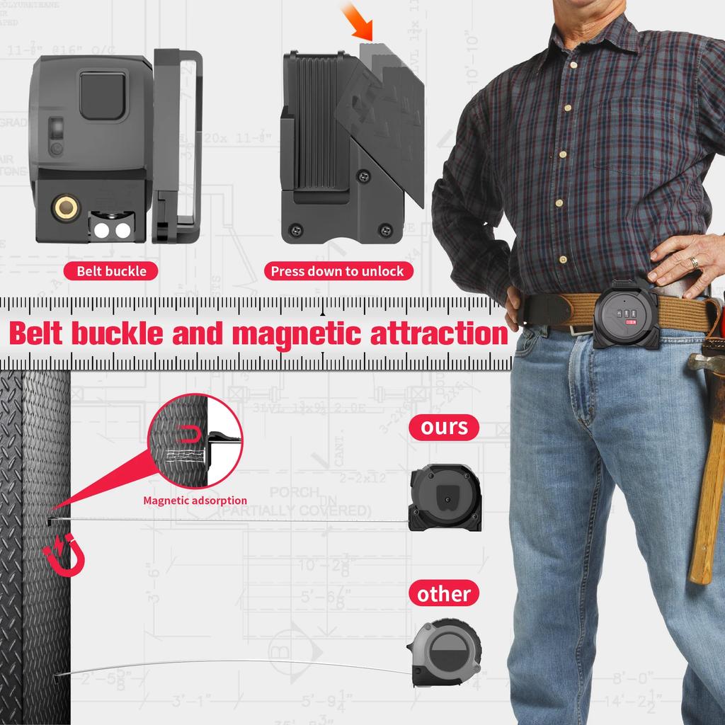 40 meter digital intelligent tape measure three in one infrared rangefinder cross projection laser tape measure