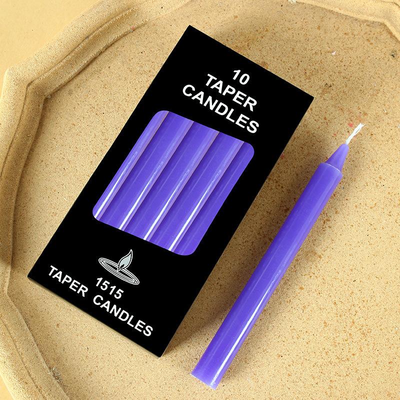 10 Pieces/boxed Colored Long Pole Candles for Household Lighting Candlelight Dinner Western Restaurant Emergency Power Outage Wax Candle
