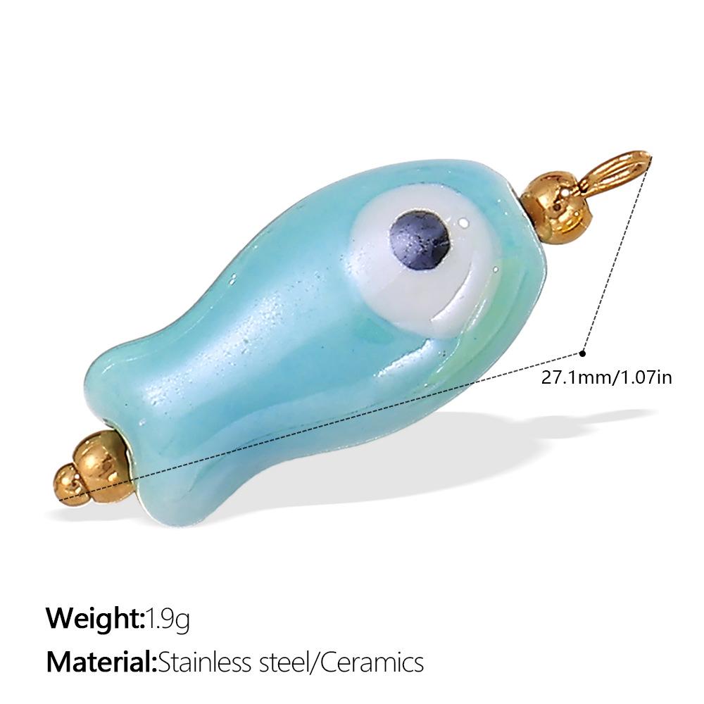 Xiaoqing Fresh Air Pendant Ocean Series Small Fish Sea Star-Shaped Ceramic Stainless Steel Gold-Plated Pendant Necklace
