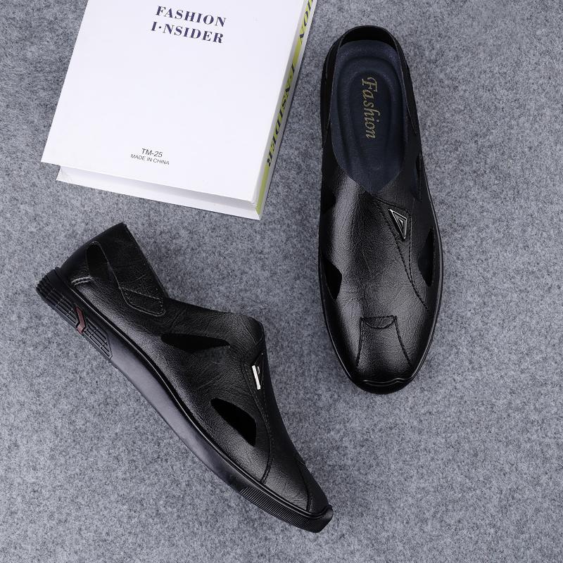 Fashion Summer Breathable Men's Sandals Hollow Mesh Hole Shoes Outdoor Non-slip Loafers Lightweight Sports Sandals Leisure Beach Shoes