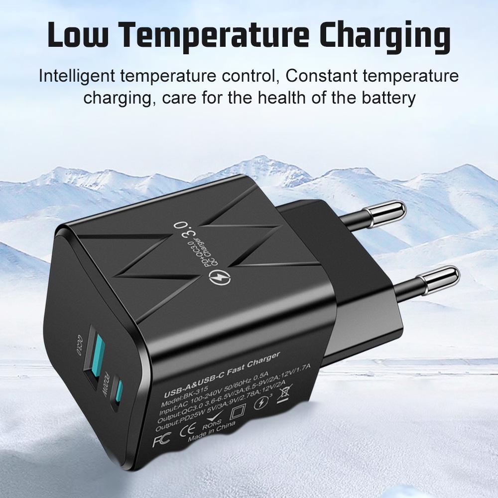 25W Super Fast Charging Macaron USB+PD Charger for EU, US, Korea