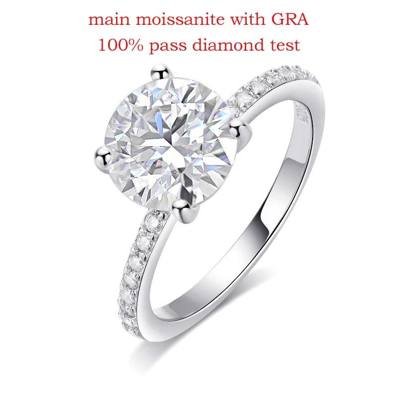 1-3CT D Color Moissanite Ring for Women 925 Sterling Silver Sparkling Lab Diamond Promise Band Valentine's Day Gift GRA