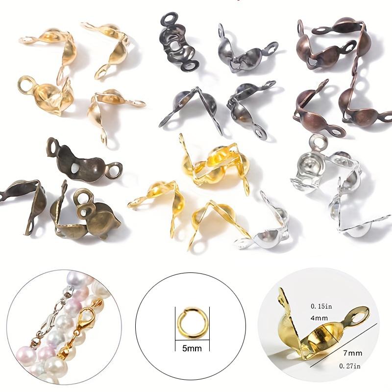 100pcs Double Hook/open Jump Ring Opening Bead Tip Knot Cap Silver Flip Cap Crimping End Cap End Cap Terminator Clamp End Tip for Jewelry Making