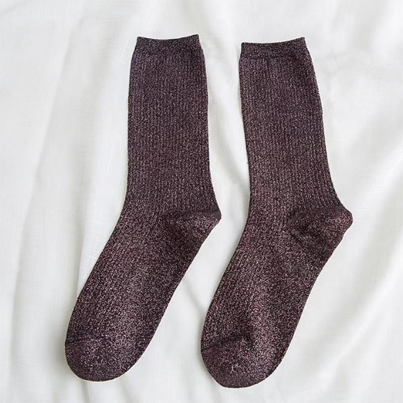 

Случайные Разноцветные Цвета Модные Блестящие Носки Корейский Стиль Золотые Серебряные Шелковые Носки Роскошный Дизайн Высокое Качество Женские Носки One Size вино красного