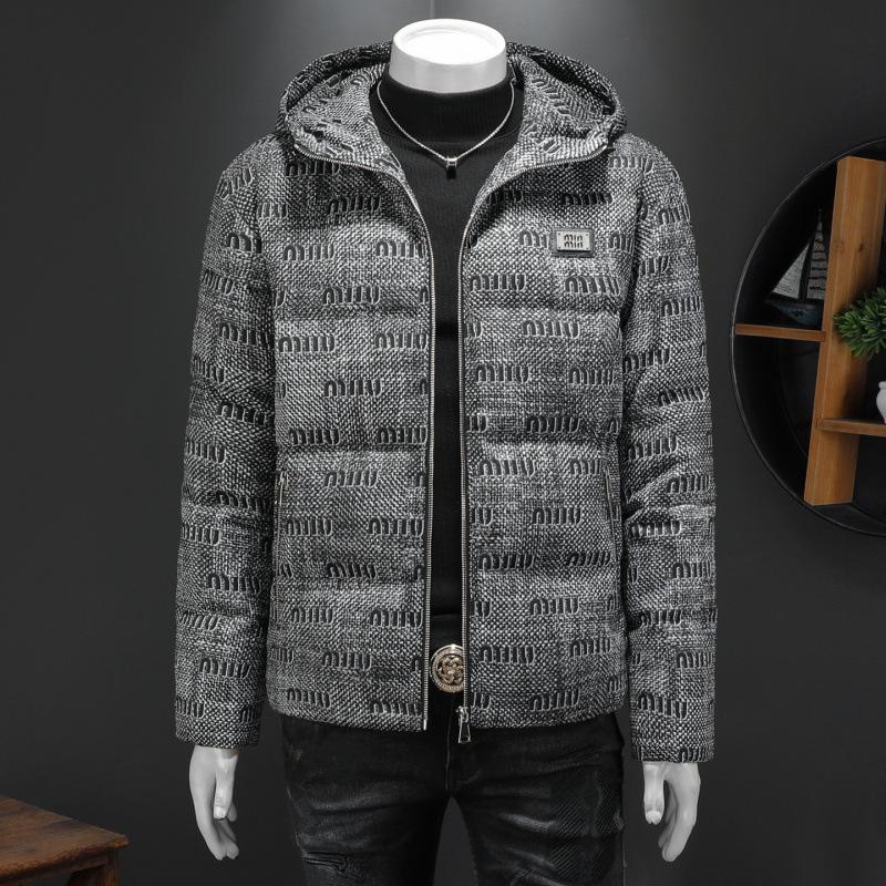 

2025 Men s Autumn/Winter 90% White Duck Down Hooded Jacket 5529 M сірий колір