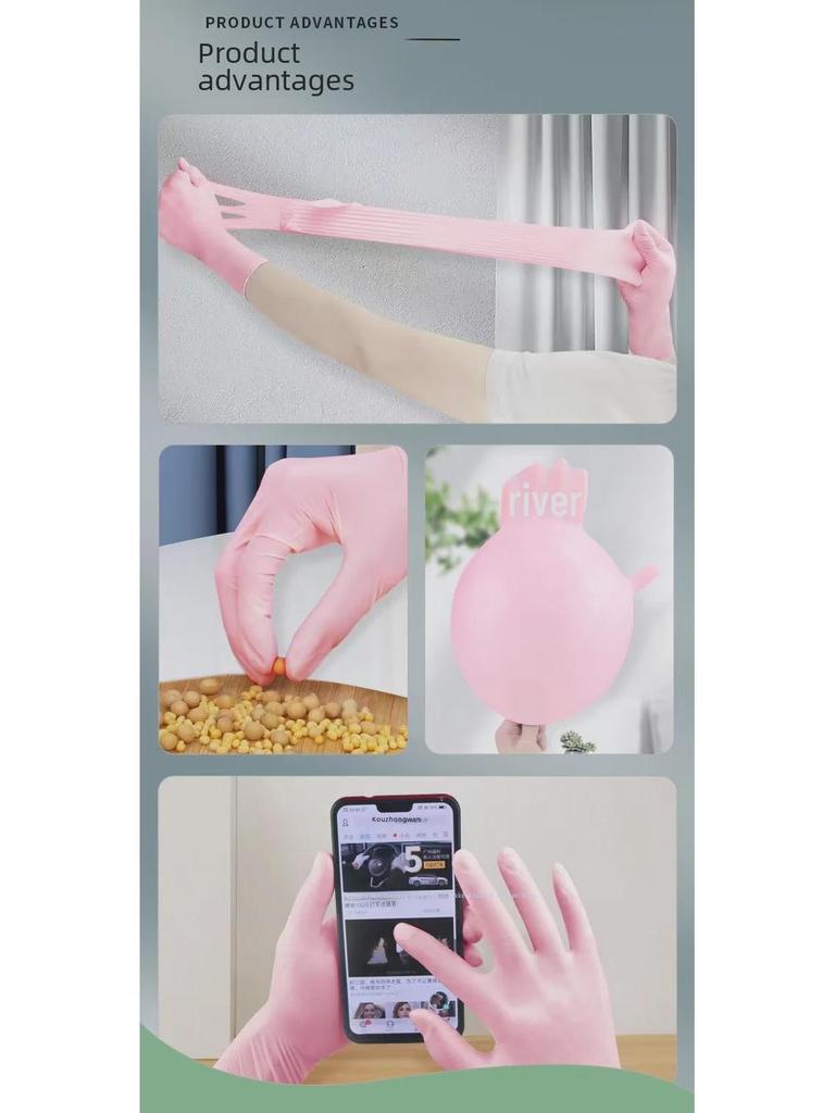 Strapazierfähige Nitril-Spülhandschuhe für Damen - Lebensmittelqualität, verdickt, ideal für Küchen- und Hausarbeitenreinigung