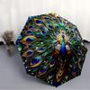 1pc Peacock Mandala Automatic Folding Umbrella - Design, Durable Iron Frame for Travel, Outdoor, Beach Fashion Accessory a0920060