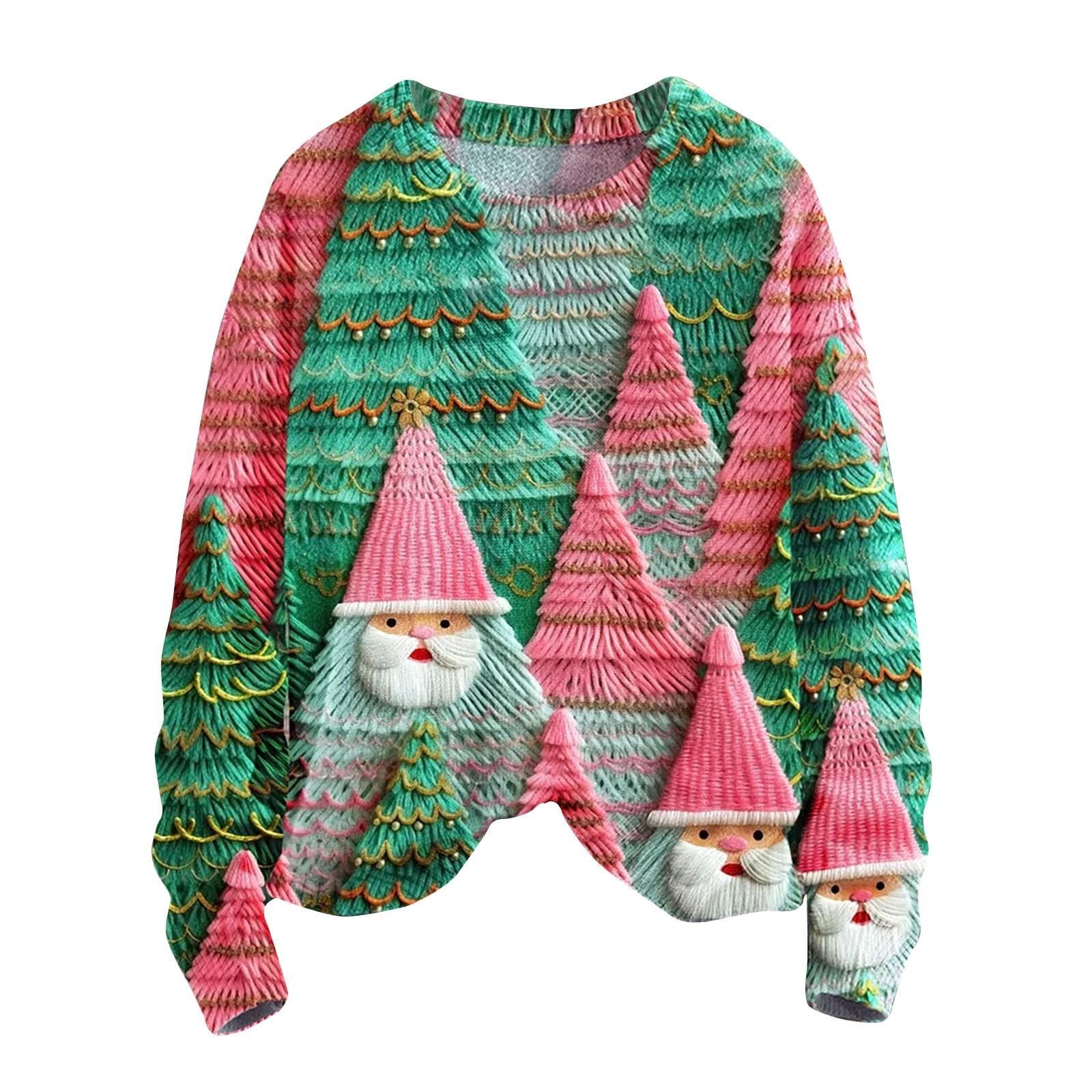 

Рождественские толстовки для женщин Вязаный свитер Милая рубашка Осенний свитер с круглым вырезом Топы L