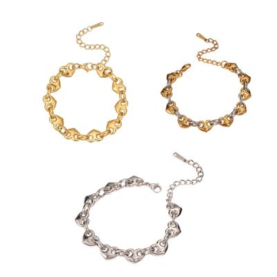 Stylish Heart Pig Nose Charm Adjustable Bracelet Stainless Steel Wristchain For Women Trendy Jewelry Gift