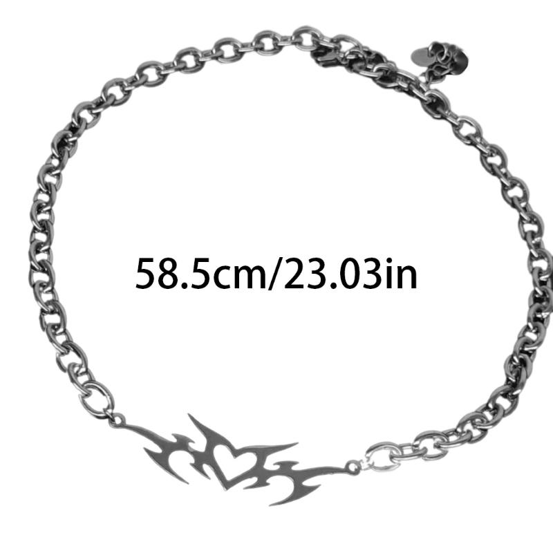 Trendy Fashion Punk Necklace Hollow Thorn Love Pendant Choker Cool Unisex Neck Jewelry Alloy Material for Party Daily