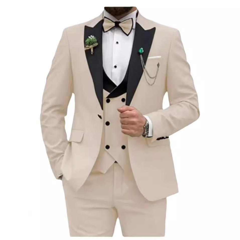 3 Pieces Men's Suits Royal Blue Men Slim Fit Double Breasted Suit Wedding Prom Party Business(Blazer Vest Pants)