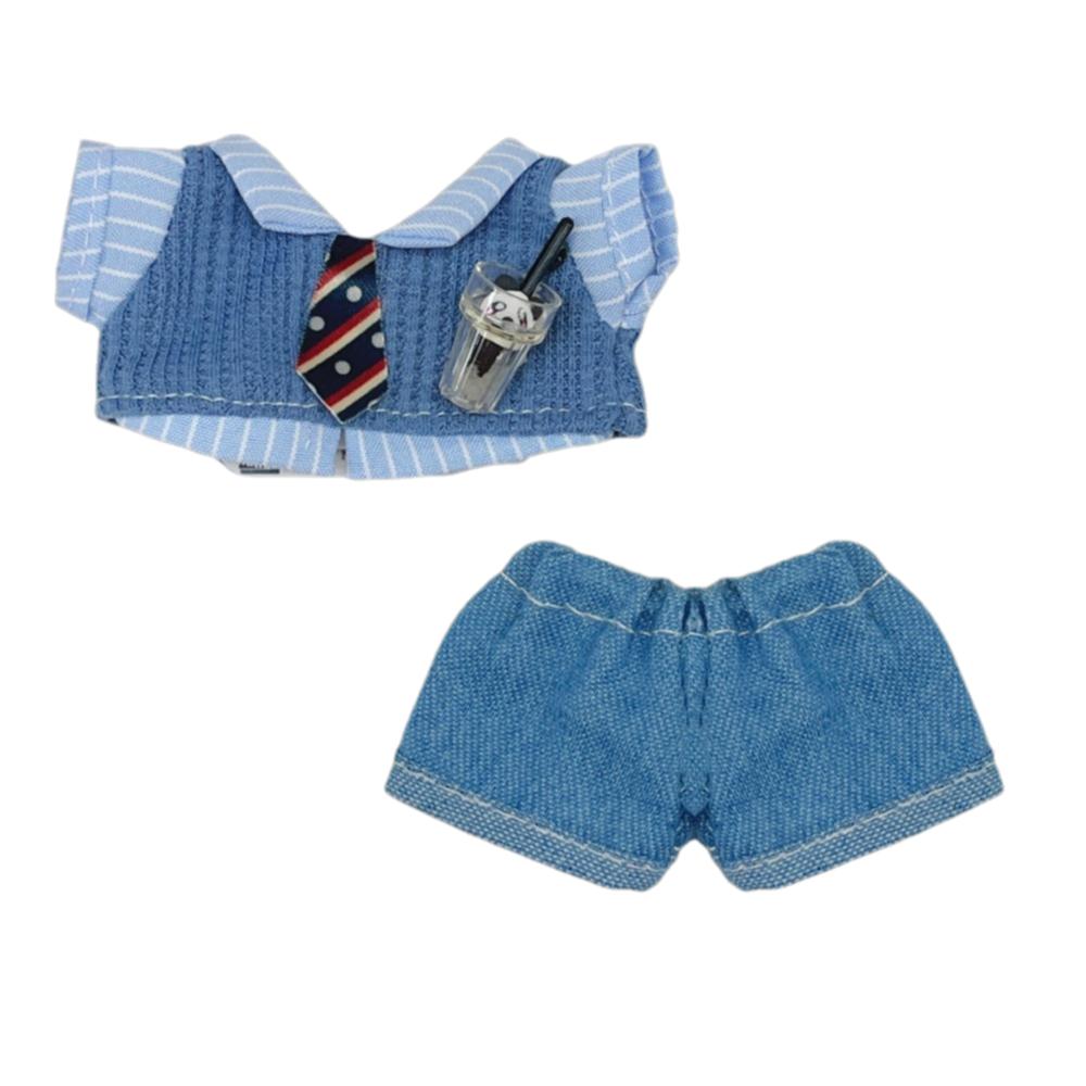 10cm Clothes Changing Dress Game Blue Brown Blouse Pants Suit Playing House Photo Prop Mini Shirt Necktie Pants Set Gift