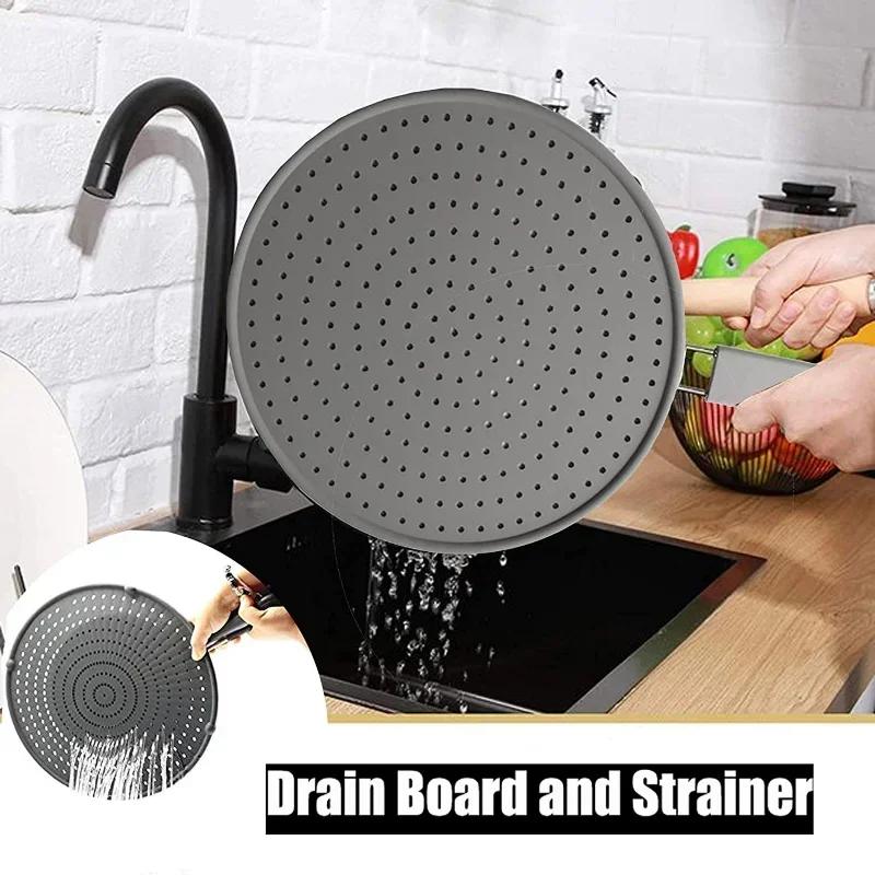 Silicone Kitchen Splatter Screen with Handle Heat-resisting Oil Splash Guard Drain Board Cover Kitchen Frying Pan Cooking Tools