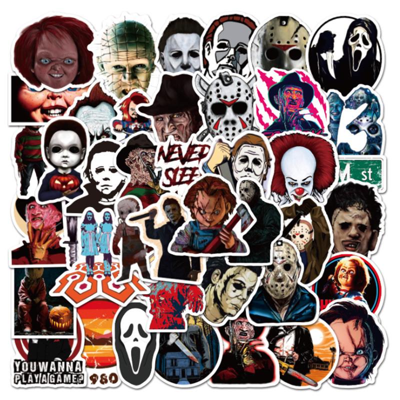 10 30 50Pcs Halloween Themed Horror Characters Graffiti Waterproof Skateboard Travel Suitcase Phone Laptop Luggage Stickers