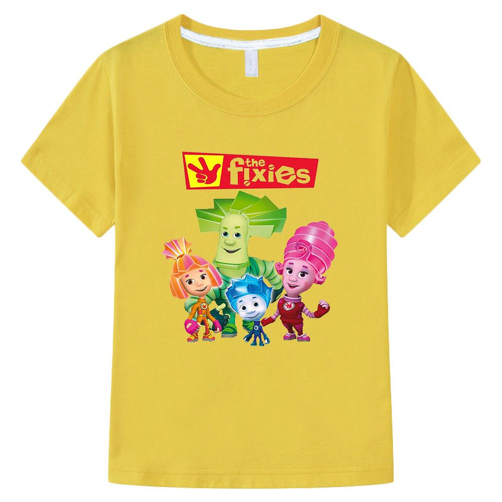 The Fixies Cartoon Boys and Girls 100%Cotton T-shirt Anime Print Short Sleeves Sports Comic Kids Clothing Toddler Tees for Summer Funny T-shirt