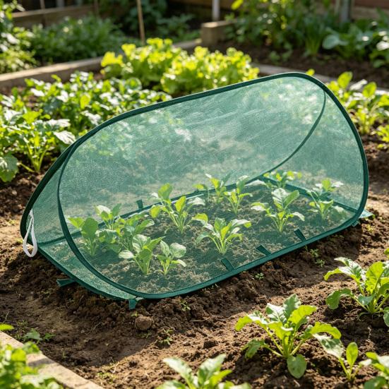 Pop-up Pflanzenschutznetz Gartenpflanzen-Netzabdeckung mit Erdspießen Insektenschutz Pflanzenschutznetz Faltbarer Erntekorb Hochbeet-Abdeckung für Pflanzenreihen