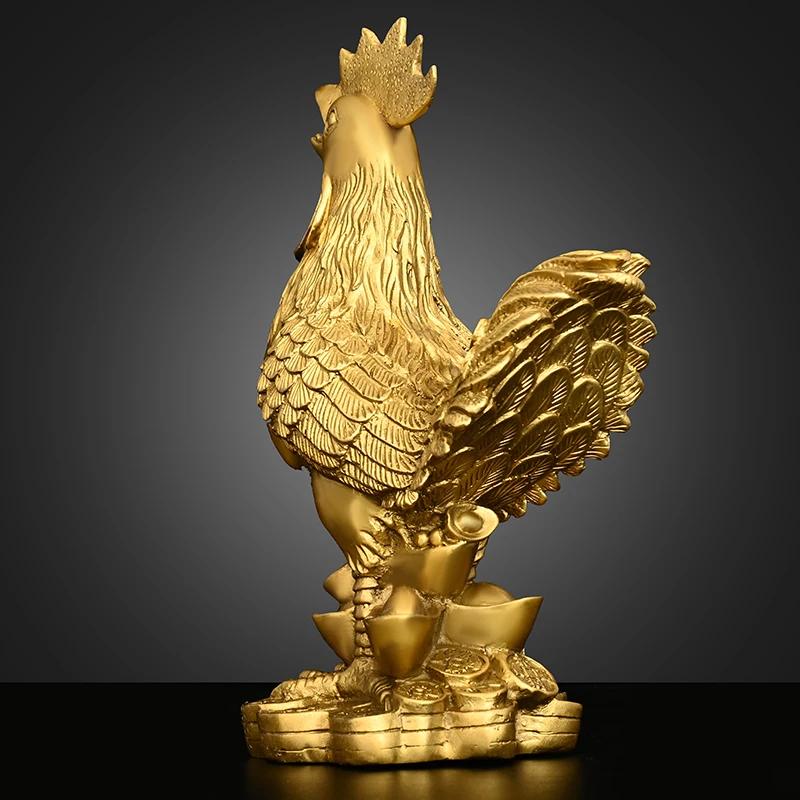 Copper Rooster Ornament Fortune Animal Chicken Money Yuanbao Home Entryway Desktop Decor Sculptures