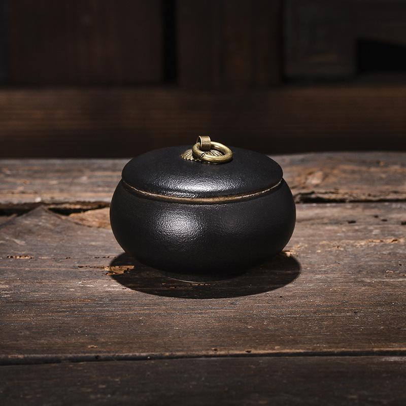 Creative Tea Jar Ceramic Coffee Food Sealed Jar Household Moisture-proof Storage Box Portable Travel Box Storage Container Home