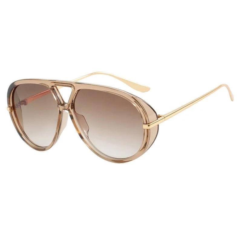 Vintage Retro Metal Double Bridges Round Sunglasses Women Punk Gradient UV400 Fashion Eyewear Trending Shades