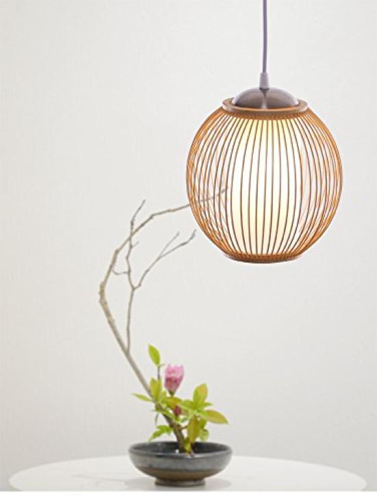 KY LEE Pendant Suruga Bamboo Japanese Modern for Dining LED Made In Japanese Style Traditional Ceiling Bulb Sold Ceiling Mount Light, Craftwork,