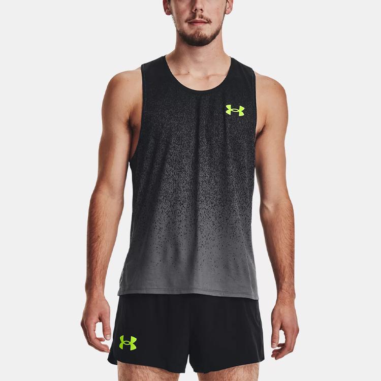 Under Armour Rush Logo Gradient Tank Men Tops Black 1377314-002