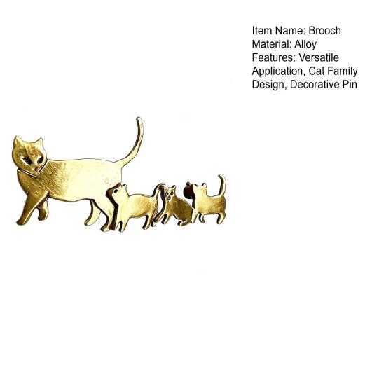 Cute Cat Family Brooch Cat Mom And Kittens Lapel Pin Stylish