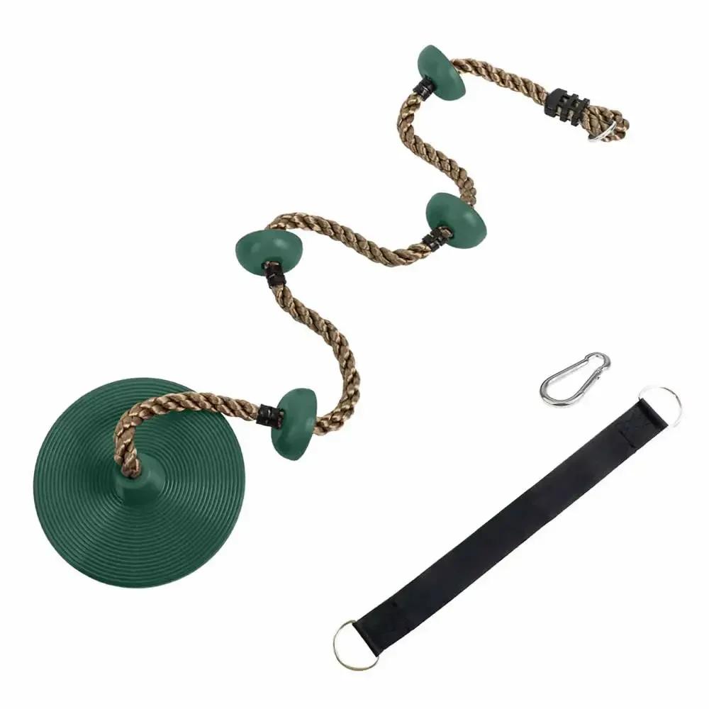 Kids Outdoor Play Equipment | Fitness Swing Set Climbing Rope+Platforms+Disc Seat Garden Toy & Playground Accessories Active Fun