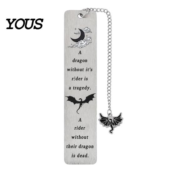 Elegant Metal Bookmark Pterosaur Bookmark, Stainless Steel Fourth Wing Design Page Marker with Black Tassel, Unique Literary Gift for Book Lovers And