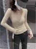 Women's Slim-Fit Long Sleeve T-Shirt, 2026 Spring, Round Neck, Dropped Shoulder, Cashmere Inner Layer