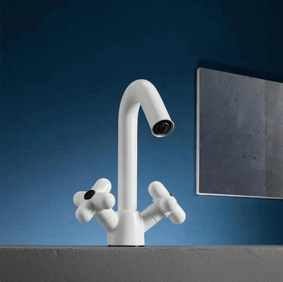 

Fashion Lovely Bathroom Basin Faucet 8 inch Widespread Lavatory Mixer Tap Brass Red Green Cross Handle hot and cold Sink Mixer белый