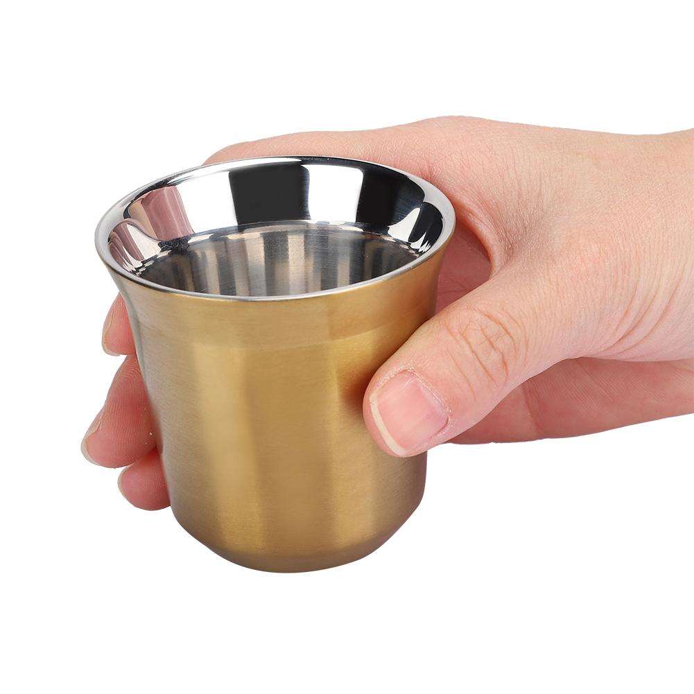 304 Stainless Steel Heat Insulated Double Layer Coffee Cup Mug for Home Coffee ShopGold
