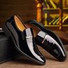Men's Large Formal Slip-On Patent Leather Shoes - Black, Shiny, Business, Casual, Wedding