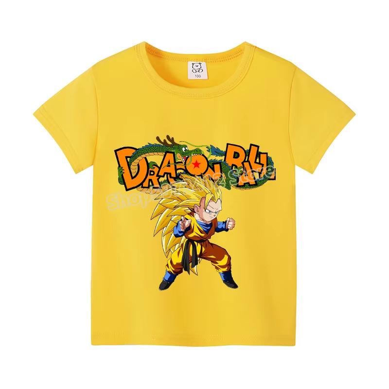Colorful Dragon Ball Sun T-shirt: Harajuku Style Short Sleeve for Kids