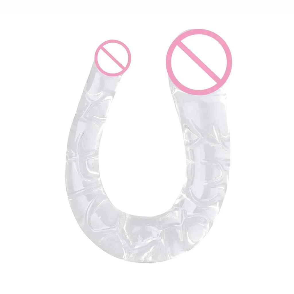 U Shape Double Head Dildo Soft Crystal Silicone Anal Plug Vagina Anus Massager Analplug Lesbian Gay Penis Sex Toys for Women Men