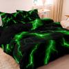 3pcs Set Green Electric Lightning Print Duvet Cover Set, For Bedroom Hotel Inn School Dormitory Can Be Used As Holiday Gifts