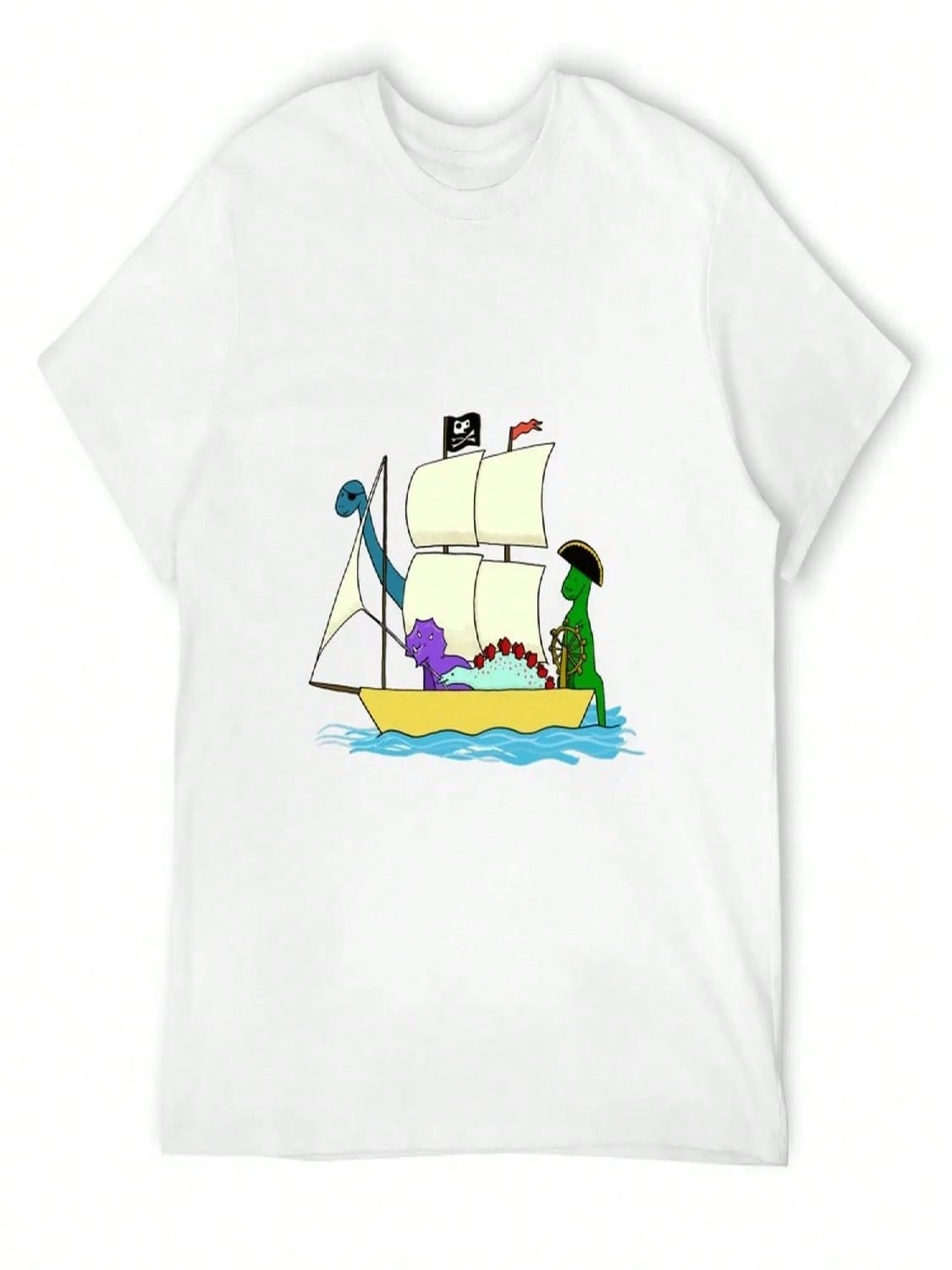 Dinosaur Pirates Sail The Seven Seas T-Shirt Man Clothes Personalized T-Shirt T-Shirts Oversize Anime Tshirt Anime Shirts unisex S разноцветный