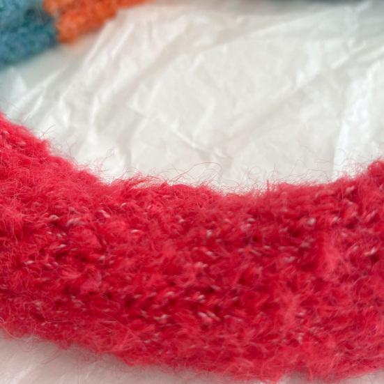 Yousheng Rainbow Striped Scarf Women Long Skinny Fuzzy Fluffy Neckerchief Knit Thin Scarf Autumn Winter Knitting Scarf Outfit Accessories