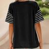 Women T-shirt Round Neck Short Sleeve Color Block Tee Shirt Loose Fit