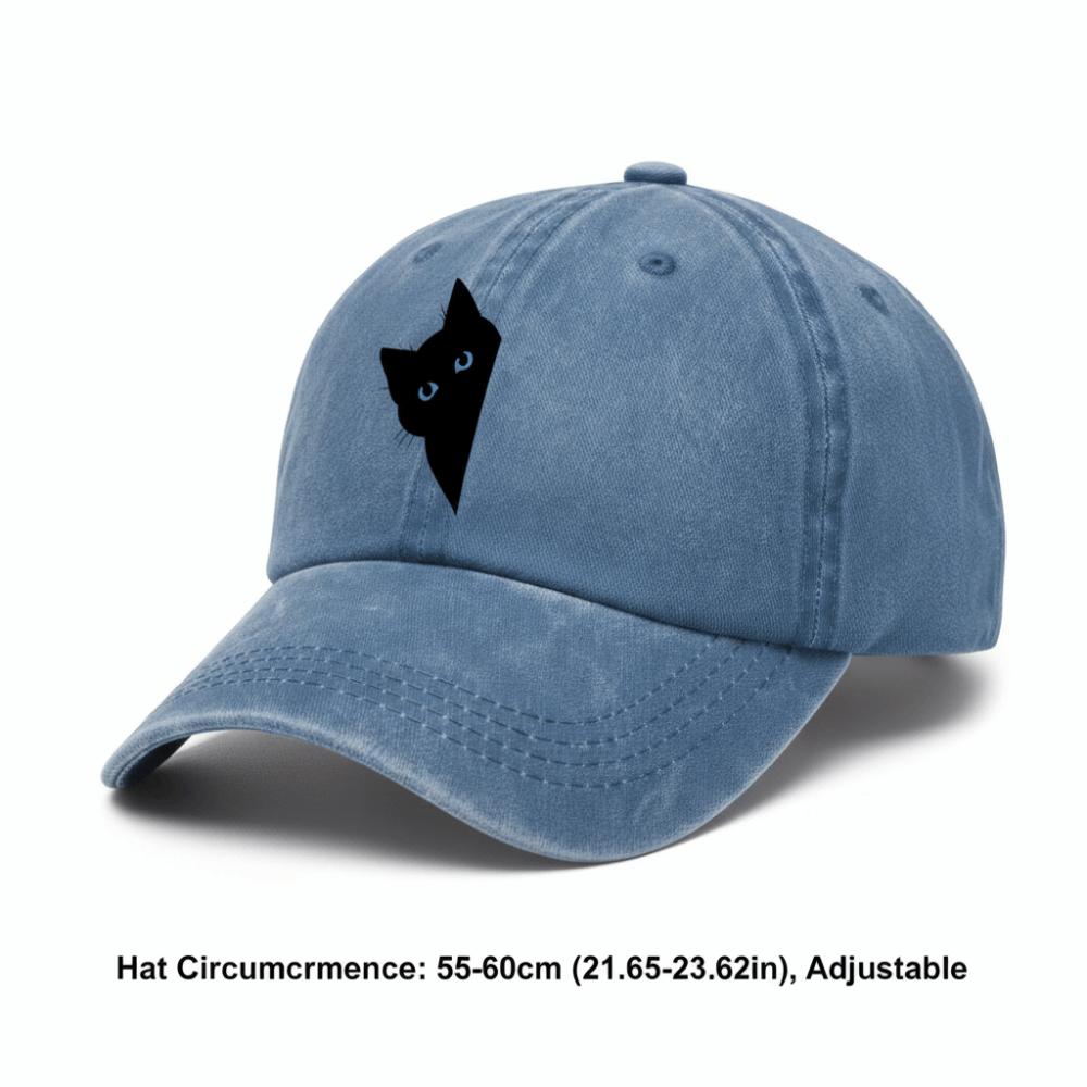 Fun Little Black Cat Printed Visor Baseball Cap For Man Women Hiking Fishing Vacation
