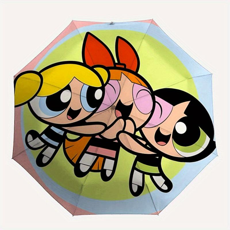 

1pc Powerpuff Girls Automatic Umbrella - 8-Rib Foldable Design, Outdoor Adventures, Durable Canopy Material yy250823192