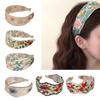 Hand-Made Cotton Linen Hairband Intricate Embroidery Blossom Design Adjustable Wide Band Unisex Hair Accessory